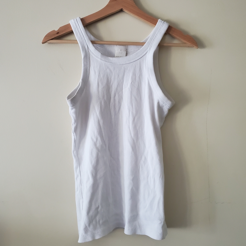 Classic White Ribbed Tank Top